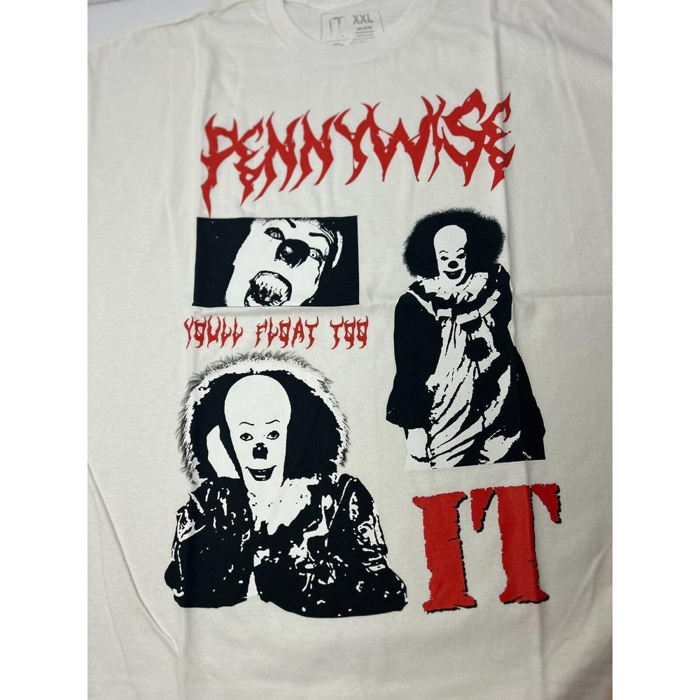 IT Pennywise Youll Float Too Graphic Tee Mens Size XXL White Red Short Sleeve - Picture 3 of 6